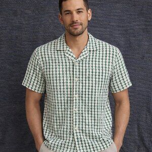 Green crochet Patterned Men's Shirt button down